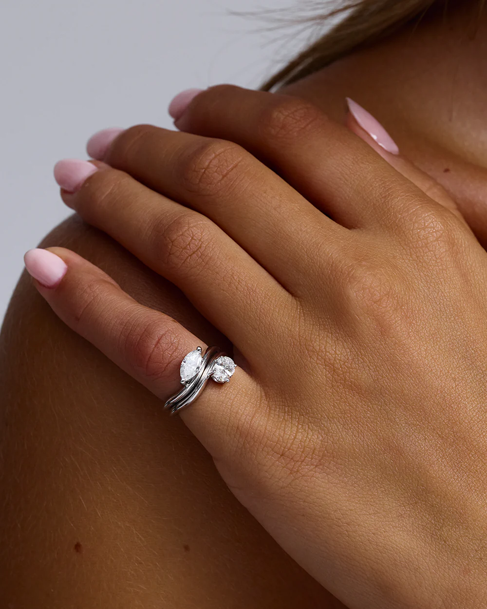 Astra Oval Natural Diamond Pinky Ring - Image 8